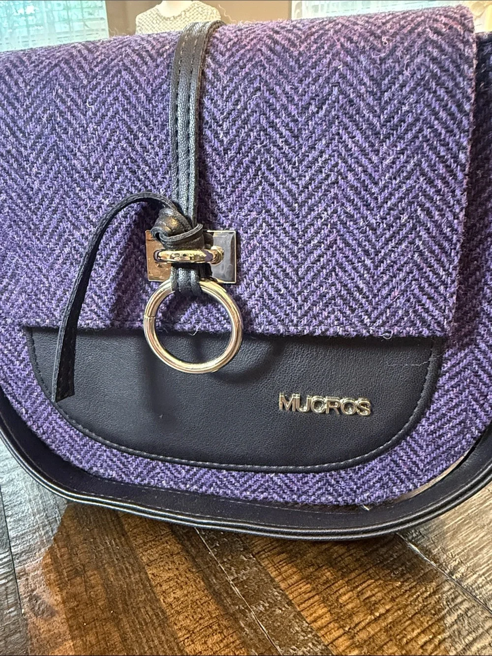 Mucros Weavers Grace Purple Wool Tweed Shoulder Bag Ireland NWOT